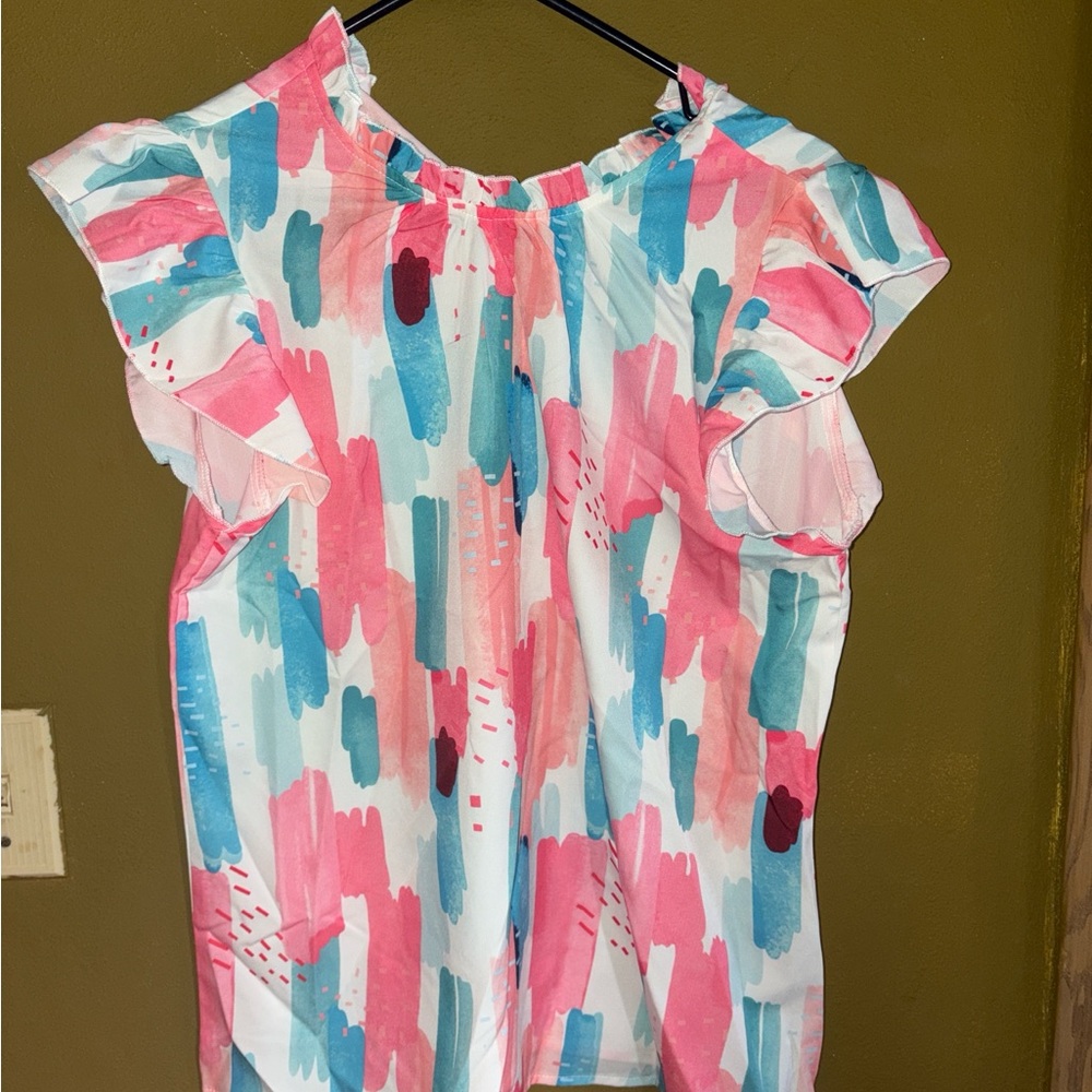 Colorful Abstract Print Blouse Never Worn